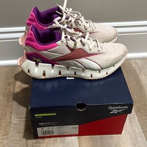 Reebok Women's Cream with Pink and Purple Accent Athletic Shoes